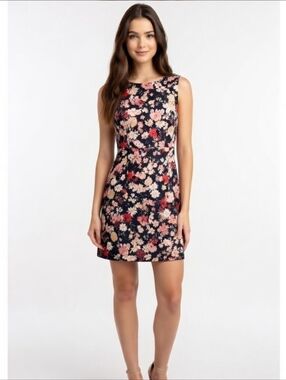 EUC Blanco Navy & Pink Floral Sleeveless Mini Dress - Women's Small